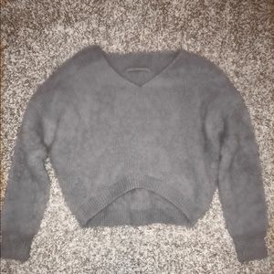 Violet fuzzy cropped sweater